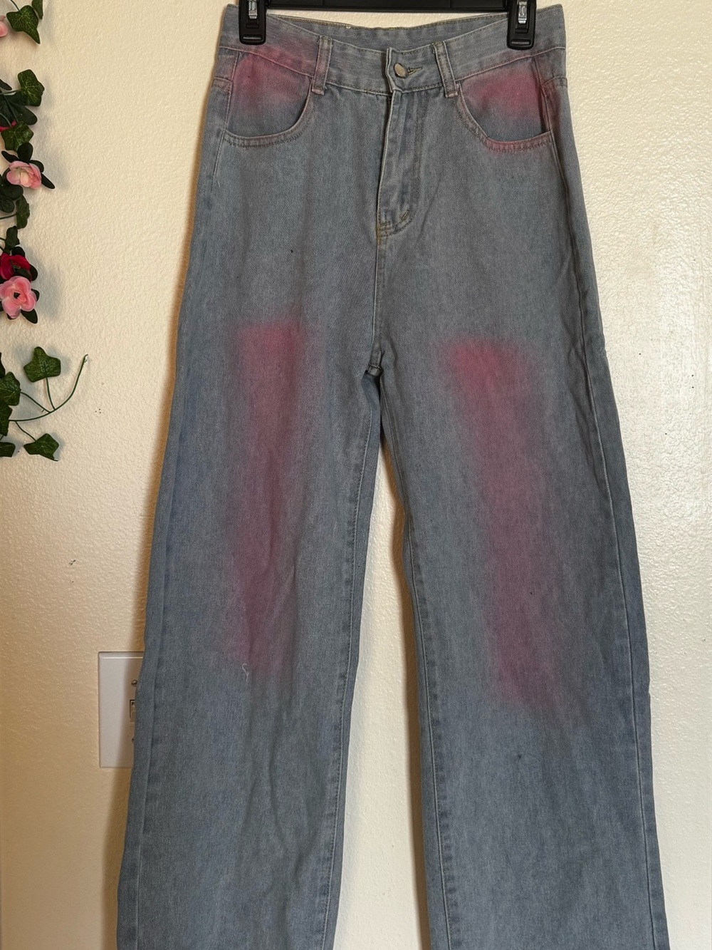 Women’s Blue Jeans with Pink Fade Accent